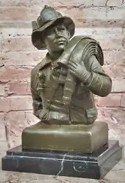 Limited Edition Fisher Fireman with Hose Bronze Statue Signed Numbered Decor