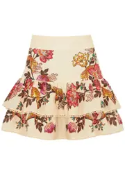 Farm Rio Printed fil Coupé Cotton Mini Skirt - Multicoloured - S (UK8-10 / S) S (UK8-10 / S)