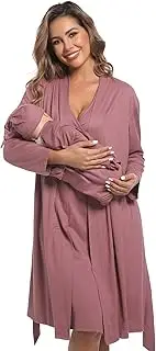 [QTECLOR] Mommy Robe Set for Maternity with Matching Swaddle Blanket, Delivery Labor Gown Robe for Hospital Women Dress