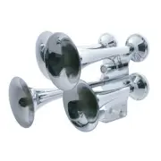 Universal 4 Trumpet Chrome Train Horn for Heavy Duty Semi Trucks Super Loud