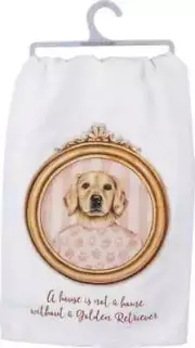 primitive by kathy Dish Towel - Golden Retriever