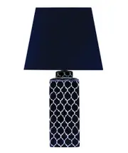 Madras 1 Light Square Table Lamp in Blue