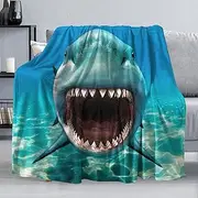 3D Shark Throw Blanket Soft Cozy Plush Fleece Blanket for Couch, Lightweight Warm Flannel Blanket Decorative Fuzzy Throws for All Season (50 x 60 in, 3D Shark)