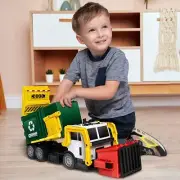 JOYIN Large Friction Powered Garbage Truck Toy Set Dumpster Bins Trash Cards