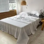 100% Linen Sheets Twin Size Set, 3 Pcs Natural French Linen Bed Sheets,
