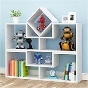 Creative Bookshelf for Kids,Floor Free Standing Bookcase,Castle Toy Organizer Shelf,for Living Room Bedroom Office,Bearing Weight 180KG(White)