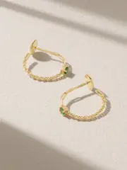 [Yvonne Léon] Yvonne Léon - 18-karat Gold Tsavorite Hoop Earrings - Green - One size One size Green