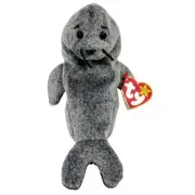 Vintage 1998 Ty Beanie Baby Slippery the Seal Holographic Grey Beanie Plush