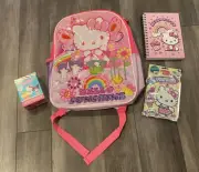 Hello Kitty “Back to School” Bundle Lot. Backpack, Journal, Bag Clip Sanrio NEW