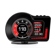 Car HUD Headup Display Digital Speedometer Dual System Display with Speed/Clock/RPM/Water&Oil Temperature/Altitude/etc. Over Alarm Acceleration Test Brake Test Black