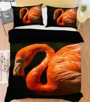 3D Red Flamingo G15 Animal Bed Pillowcases Quilt Duvet Cover Set Queen King Wen