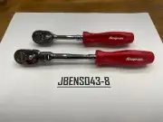 Snap-on Tools USA NEW 2pc RED 1/4" Drive Hard Grip Fixed & Flex Ratchet Set
