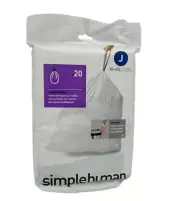 SimpleHuman J Custom Liners Trash Bags 8-12 gallons 20 Count (30-45L)