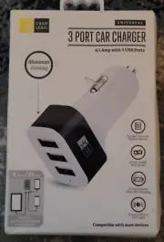 Case Logic 4.1 Amp 3-Port USB Car Charger Universal Smart phone, Tablet, GPS New
