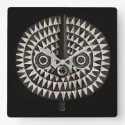 SQUARE WALL CLOCK w/Exclusive Compelling African Art Design ~ Bobo Bwa Sun Mask