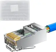 MOGOOD 100-Pack Cat 6A RJ45 Modular Plugs, Shielded RJ45 Connector (Cat 6A Ends/Cat6A Connector/RJ45 Modular Plugs/Ethernet Plugs/8P8C connectors) for Solid or Stranded S/FTP Ethernet Cable