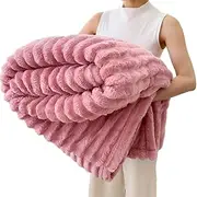 Rabbit Plush Nap Blanket, Office Milk Fleece Nap Blanket Warm Thickened Comfortable Sofa Throw Blanket (Pink, 70 * 100cm/27.5 * 39.3in)