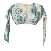 ANDREA IYAMAH HALIMA ABSTRACT BARK CROPPED TOP Size Large Tropical