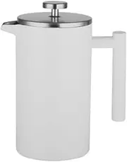 QNA 8-Cup Double Wall Insulated Stainless Steel French Coffee Press, 34-Ounce Durable Coffee Tea Maker with Stainless Steel Plunger, Double Wall Stainless French Press/Plunger, 1000ML (White)