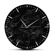 Minimalist Black Marble Wall Clock Black Marble Print Silent Wall Clock
