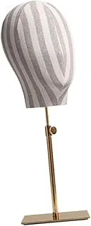 Zialofi Mannequin Head Stand with Base for Displaying Mannequin Heads, Adjustable Height for Cap And Scarf, Practical, Stripe Gold