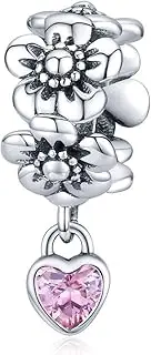 [ShiYu] 925 Sterling Silver Flower Charms for Pandora Bracelets for Women and Teens, Cubic Zirconia, Cubic Zirconia