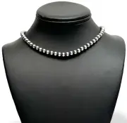 Native American 7mm Sterling Silver Navajo Pearls 16" Hook & Eye Cone Necklace