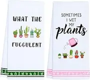 LXOMILL Funny Kitchen Towels, Plant Lover Gifts for Women Gardener, Plant Lady Mom Gifts, Housewarming, Friend Birthday Gift, Succulent Cactus Plant Gifts