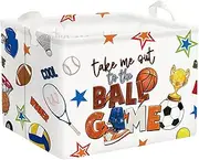 Clastyle 36L Large Ball Basketball Football White Storage Basket with Handle Rectangular Toy Clothes Storage Box for Children's Room Bathroom