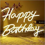 Hanging Art Neon Signs Happy Birthday LED Neon Sign Party Décor Neon Lights Night Lights for Birthday Party Decoration Home Decoration(HB-Warm)