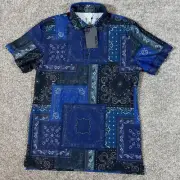 NWT $120.00 G/Fore Golf Mens Bandana Tech Pique Polo Navy Blue Size XL