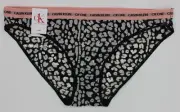 NWT Calvin Klein QD3792 cK One" Low-Rise Nylon Bikini White/Black Animal Print L
