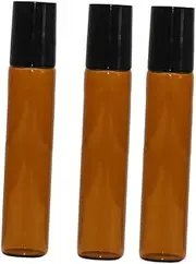OSOLADY 12pcs Brown Glass Roller Bottles with Metal Balls Essential Oil Perfume and Applicator Travel Easy Use Durable Aromatherapy Containers