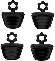 Daseeme 4 Pack Universal Bathtub Plug, Silicone Bathtub Stopper, Bathtub Drain Stopper Plug for Kitchen Bathtub Sink Drains (Black)