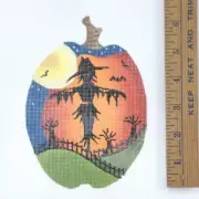 Kelly Clark Handpainted Needlepoint canvas Fall Autumn Scarecrow Silhouette 6"