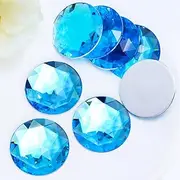 Briskbloom 40MM Large Flatback Rhinestones, 8PCS Aquamarine / Lake Blue Round Acrylic Big Flatback Gems for Craft Cosplay Costume Jewelry Making DIY Diamond Stones