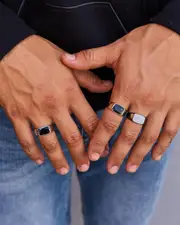 [REPUBLIK] REPUBLIK Men's 3 Pack Blackstone Ring Size Large L Black