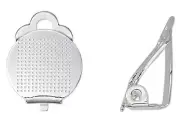 Silver Plated Brass 16x11mm Clip-on Earrings Hinged with 11mm Flat Pad