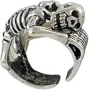 [HLMIN] Skull Ring For Men Women, Vintage Gothic Death Skull Skeleton Head Ring, Adjustable Black Oxidized Halloween Statement Biker Ring, Open Cocktail Party Hip Hop Ghost Pirates Ring Jewelry Gifts for Men
