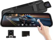 Mirror Dash Cam, 9.66" Touch Screen Front and Rear View Mirror Camera for Car, D