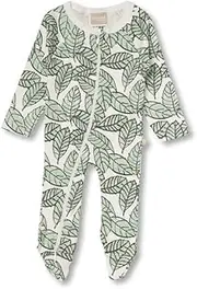 Babyushka Organic Stencil Leaf Zip Romper, 00
