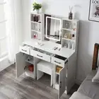 XXL Large Dressing Table & Stool Set Vanity Desk with LED Lighted Makeup Mirror