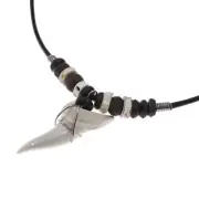 Big Genuine Mako Shark Tooth Teeth Pendant Leather Necklace, 1 1/4"