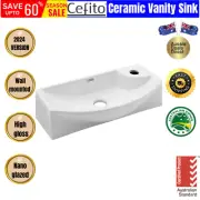 45x15cm Ceramic Bathroom Toilet Hand Wash Basin Wall Mounted Small Tiny Narrow
