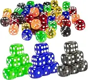 FOYTOKI 50Pcs Colored Transparent Dice Multi Sided Game Props for Parties Gatherings and Fun Activities Lightweight Dices for Enjoyable Game Experiences Random Color