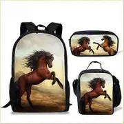 Students Backpack Anime Cute Horse School Bag Backpack Satchel Messenger Bag Pen Bag Three Pieces Set Gift bb-467