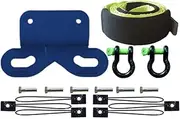 5000kg Blue Recovery Tow Points Kit + 2 x D Ring Bow Shackle 4.75T + 12000KG Tree Trunk Protector for Mitsubishi Challenger PB PC