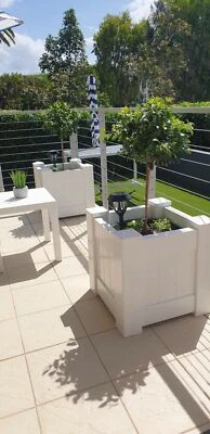 Planter Box Square PVC & UV Hampton Style Garden Decoration Durable White