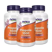 3 x NOW Propolis 1500 mg with 5:1 Concentrate Natural Bee Product 100 VCaps