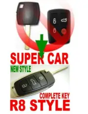 R8 style flip key remote for Ford 2006-2010 FALCON BF FG XR6 XR8 clicker fob 2T